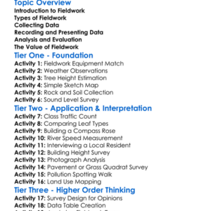 Geographical Fieldwork Methods Worksheet Activity Booklet