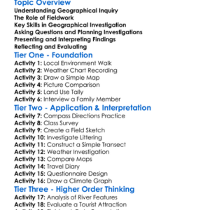 Geographical Inquiry And Fieldwork Worksheet Activity Booklet