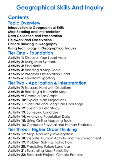 Geographical Skills And Inquiry Worksheet Activity Booklet
