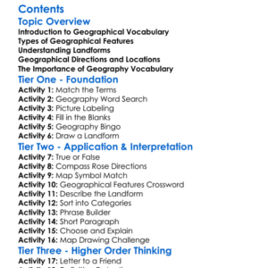 Geographical Terms And Vocabulary Worksheet Activity Booklet