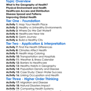 Geography Of Health Worksheet Activity Booklet