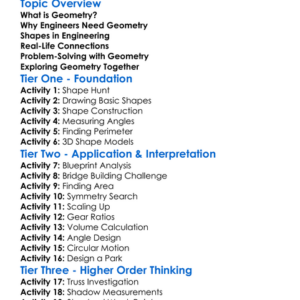 Geometry In Engineering Worksheet Activity Booklet