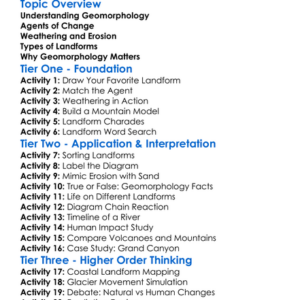 Geomorphology Worksheet Activity Booklet