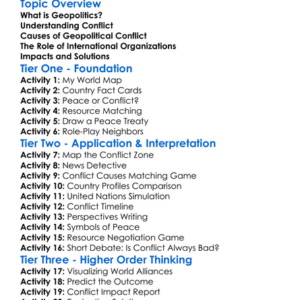 Geopolitics And Conflict Worksheet Activity Booklet