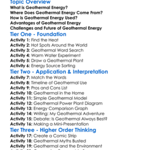 Geothermal Energy Worksheet Activity Booklet