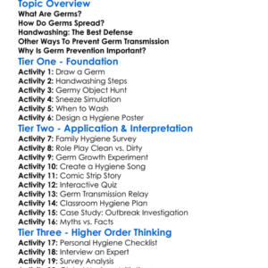 Germ Transmission Prevention Worksheet Activity Booklet