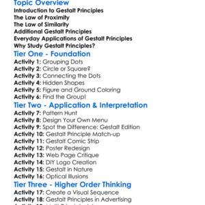 Gestalt Principles Worksheet Activity Booklet