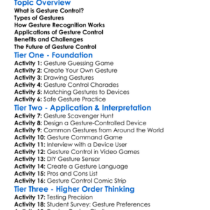 Gesture Control Worksheet Activity Booklet