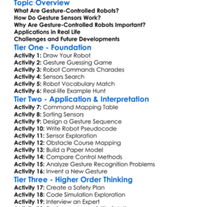 Gesture-Controlled Robots Worksheet Activity Booklet