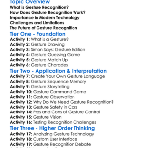 Gesture Recognition Worksheet Activity Booklet
