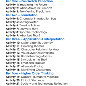 Ghost In The Shell 2017 Worksheet Activity Booklet