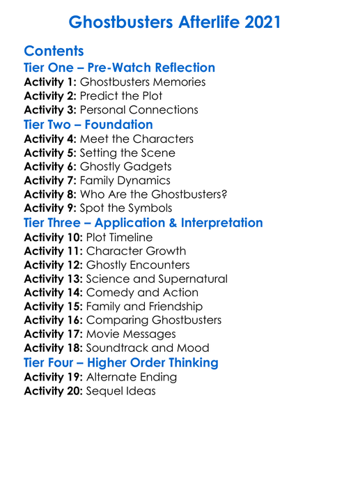 Ghostbusters Afterlife 2021 Worksheet Activity Booklet