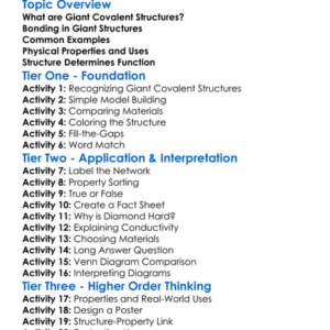 Giant Covalent Structures Worksheet Activity Booklet