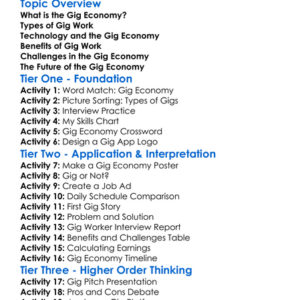 Gig Economy Basics Worksheet Activity Booklet