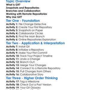 Git Basics Worksheet Activity Booklet
