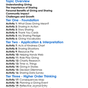 Giving And Sharing Worksheet Activity Booklet