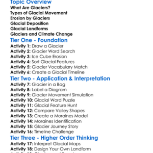 Glacial Processes Worksheet Activity Booklet