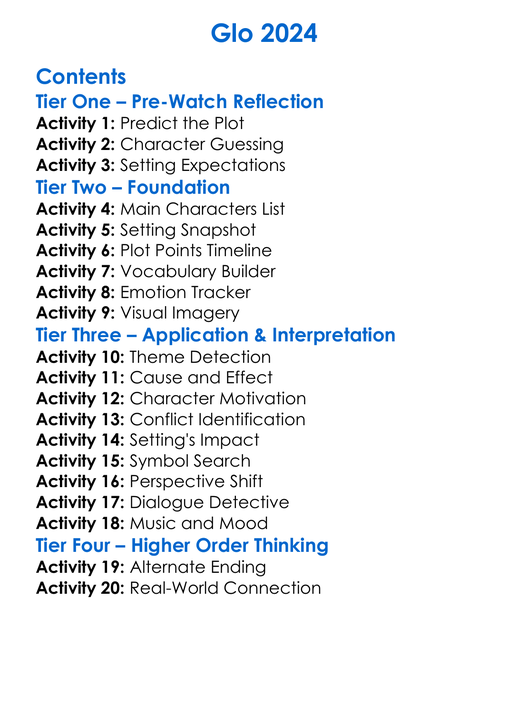 Glo 2024 Worksheet Activity Booklet