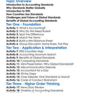 Global Accounting Standards Worksheet Activity Booklet