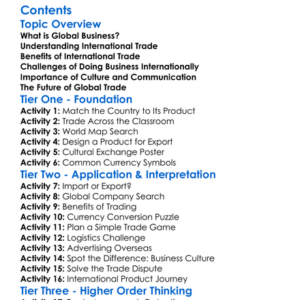 Global Business And International Trade Worksheet Activity Booklet
