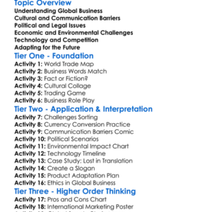 Global Business Challenges Worksheet Activity Booklet