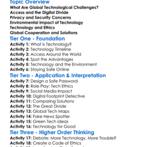 Global Challenges In Technology Worksheet Activity Booklet