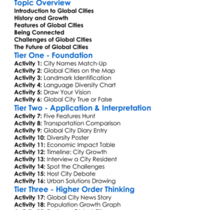 Global Cities Worksheet Activity Booklet