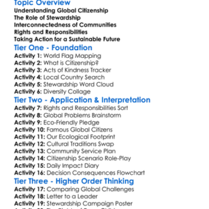 Global Citizenship And Stewardship Worksheet Activity Booklet