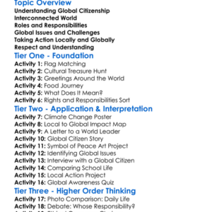 Global Citizenship Worksheet Activity Booklet