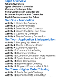 Global Currencies Worksheet Activity Booklet