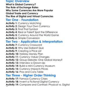 Global Currency Worksheet Activity Booklet
