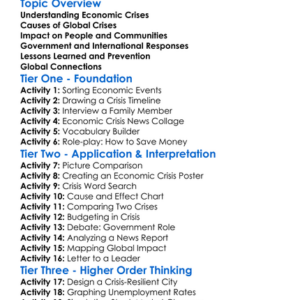 Global Economic Crises Worksheet Activity Booklet
