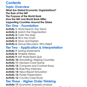 Global Economic Organizations Imf World Bank Worksheet Activity Booklet