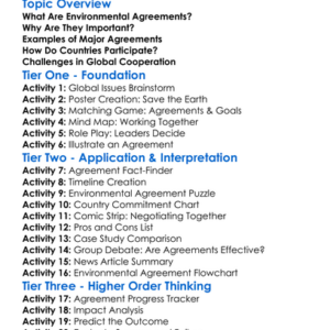 Global Environmental Agreements Worksheet Activity Booklet