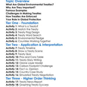 Global Environmental Treaties Worksheet Activity Booklet