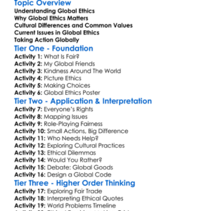 Global Ethics Worksheet Activity Booklet