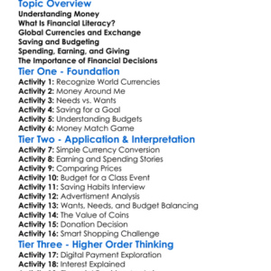 Global Financial Literacy Worksheet Activity Booklet