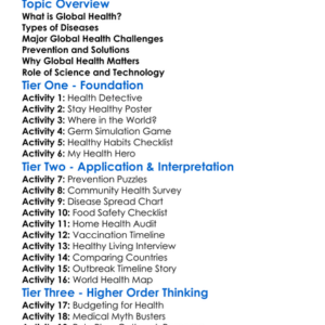 Global Health And Disease Worksheet Activity Booklet