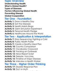 Global Health And Diseases Worksheet Activity Booklet