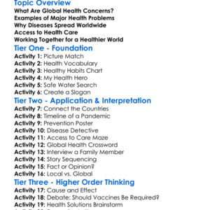 Global Health Concerns Worksheet Activity Booklet