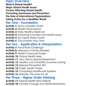 Global Health Issues And Awareness Worksheet Activity Booklet
