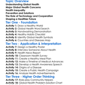 Global Health Issues Worksheet Activity Booklet