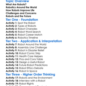 Global Impact Of Robotics Worksheet Activity Booklet