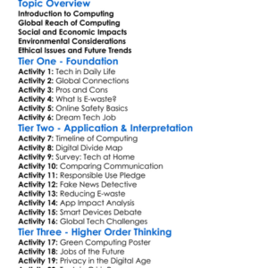 Global Impacts Of Computing Worksheet Activity Booklet