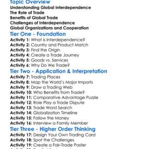 Global Interdependence And Trade Worksheet Activity Booklet