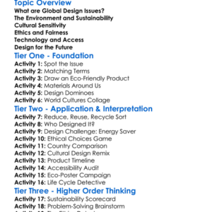 Global Issues In Design Worksheet Activity Booklet