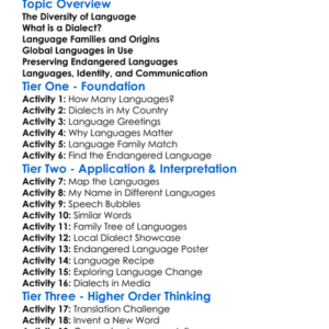 Global Languages And Dialects Worksheet Activity Booklet