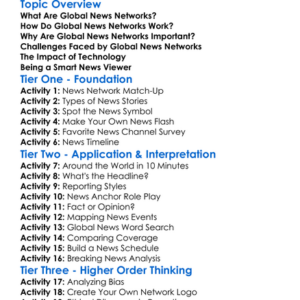 Global News Networks Worksheet Activity Booklet