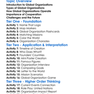 Global Organizations Worksheet Activity Booklet
