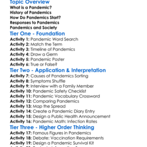 Global Pandemics Worksheet Activity Booklet